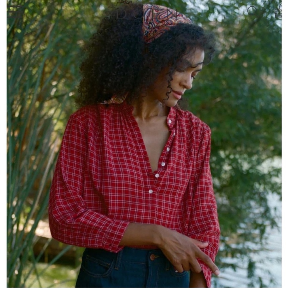 DOEN BLOUSE HOLDE TOP -- ROUGE COTTAGE PLAID size xxsmall